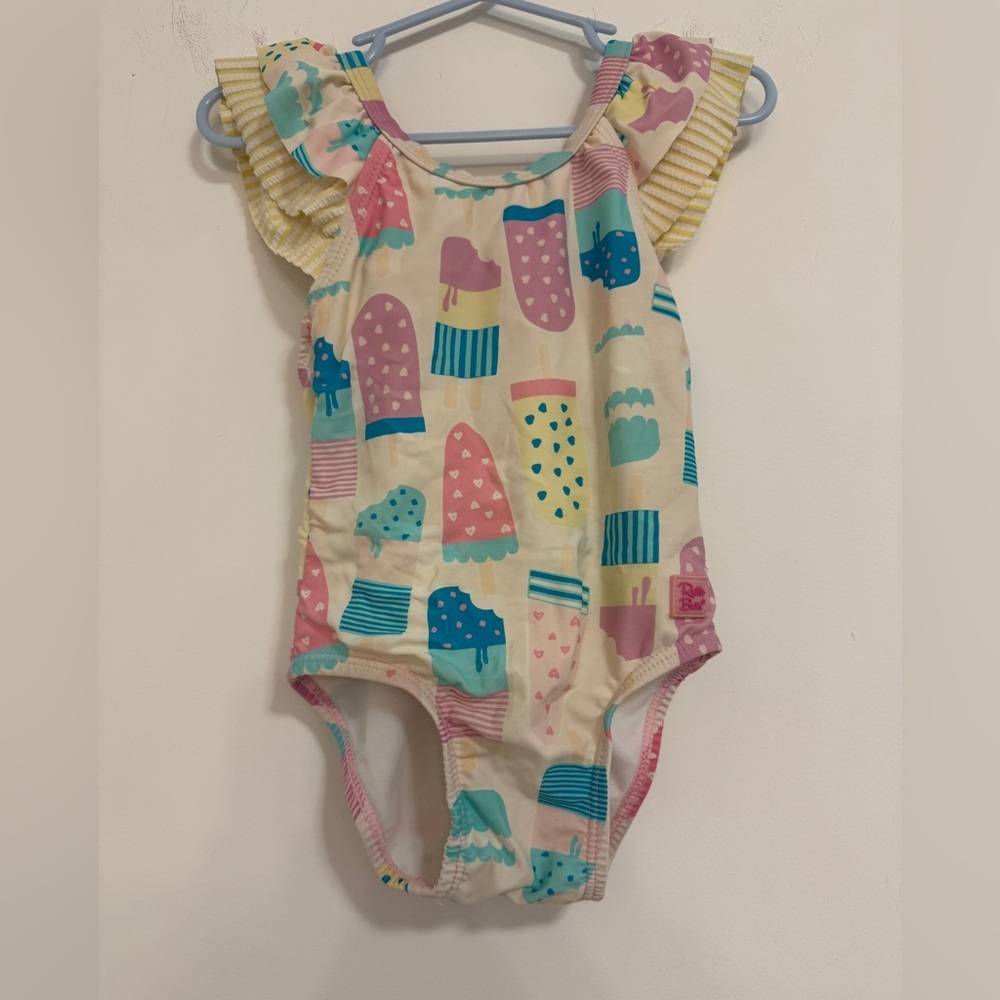 Ruffle Butts Ice Cream Print Bathing Suit- Pink, Blue, Yellow